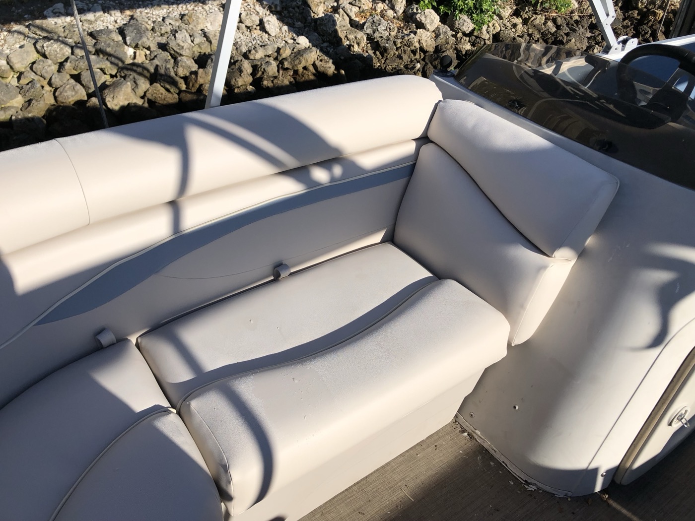 Rebuilt lounge seating on a motor boat