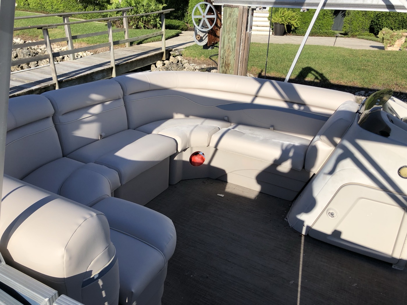 Bow seating with fresh white upholstery