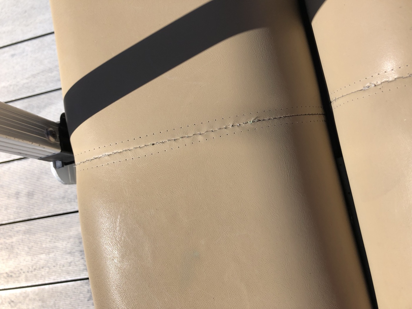 The same bench seat with a new, even seam