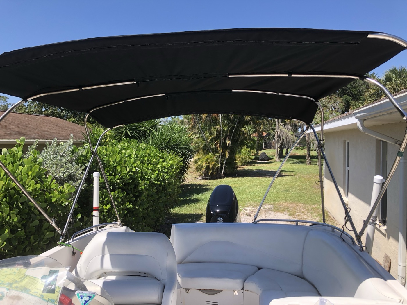 Bimini top shading the cockpit