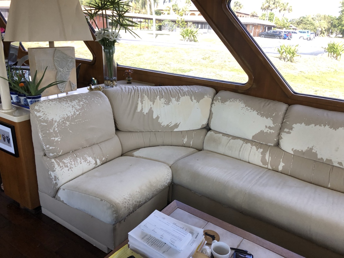 Deck seating group with new covers