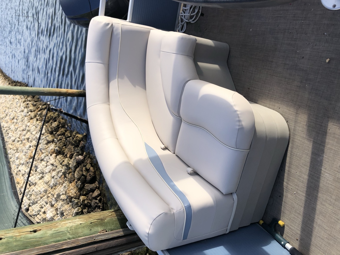 Stern bench with new marine-grade covers